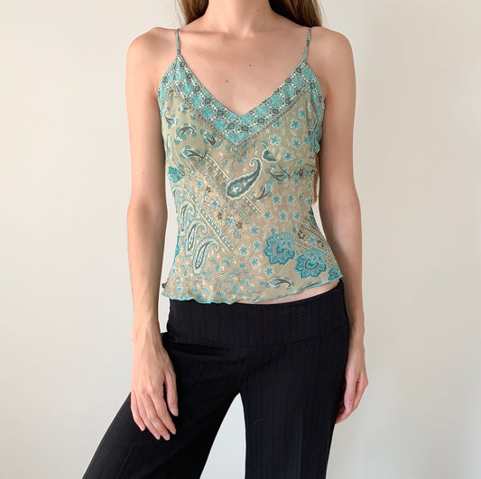 Vintage marks & Spencer paisley print sheer camisole