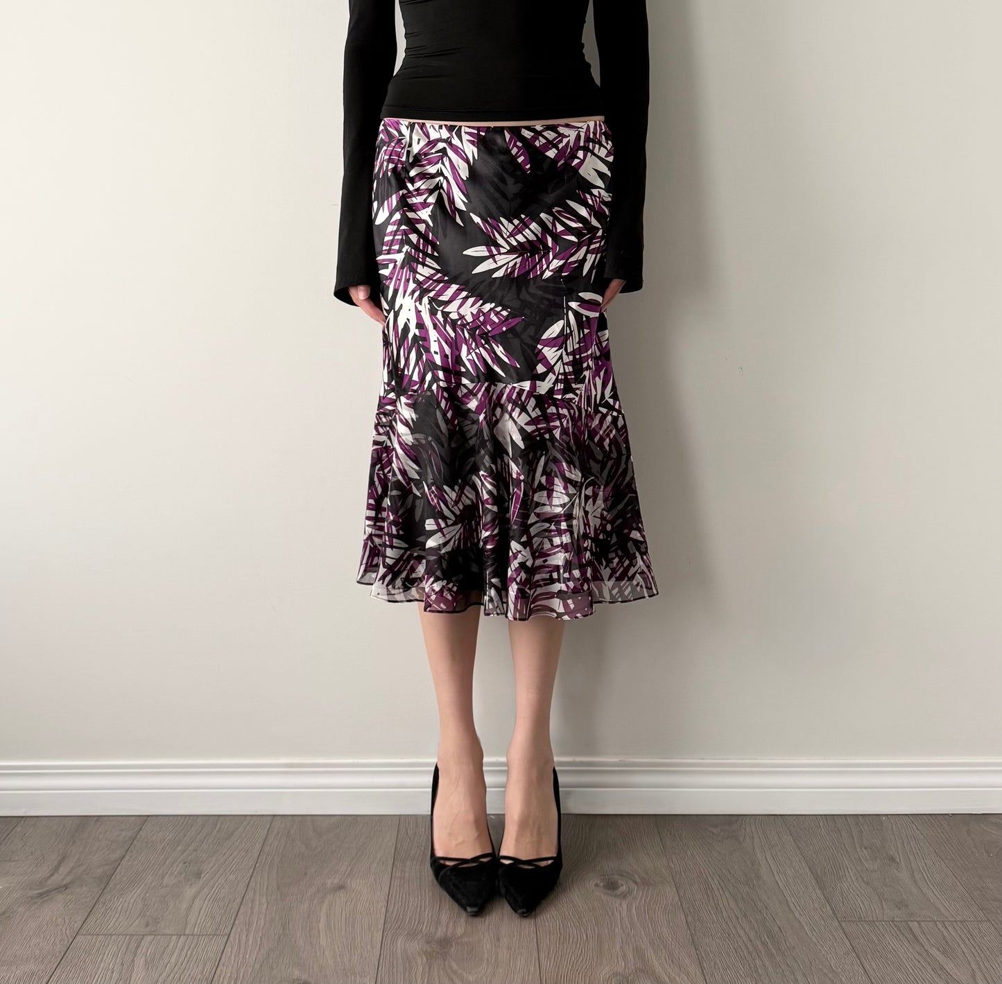 Vintage 100% silk whimsical midi skirt