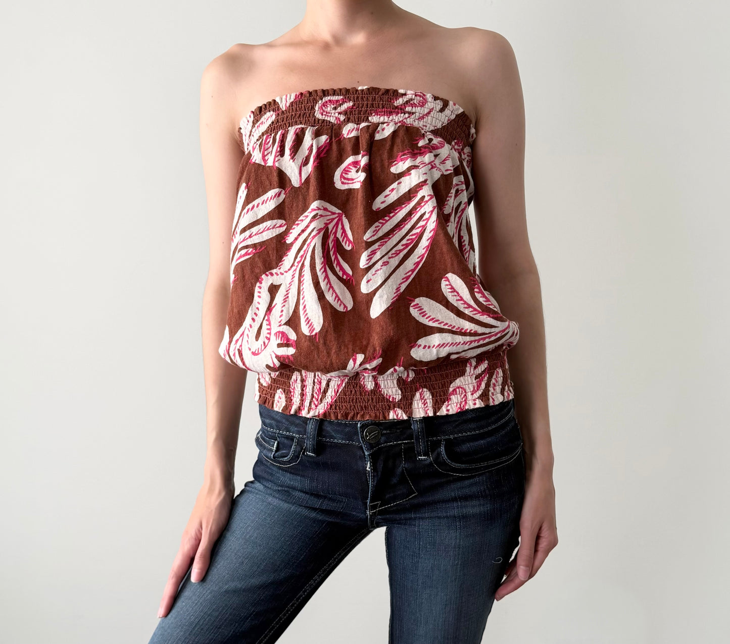 Anthropologie cotton linen tube top