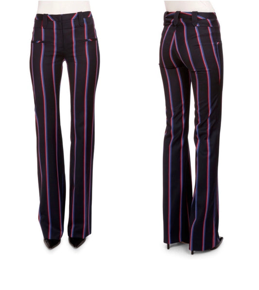 Altuzarra Navy Blue Striped Serge Bootcut Trousers