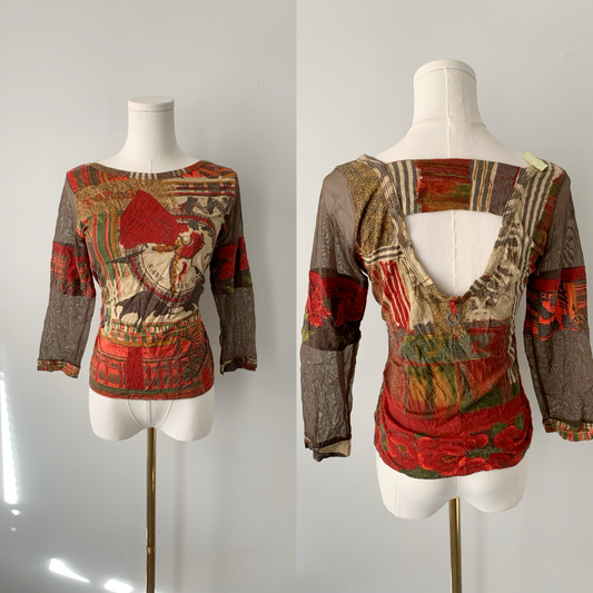Save The Queen viscose mesh top