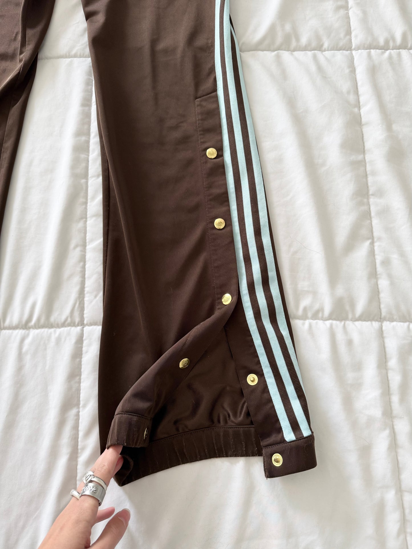 2005 adidas missy elliot brown wide leg trousers.