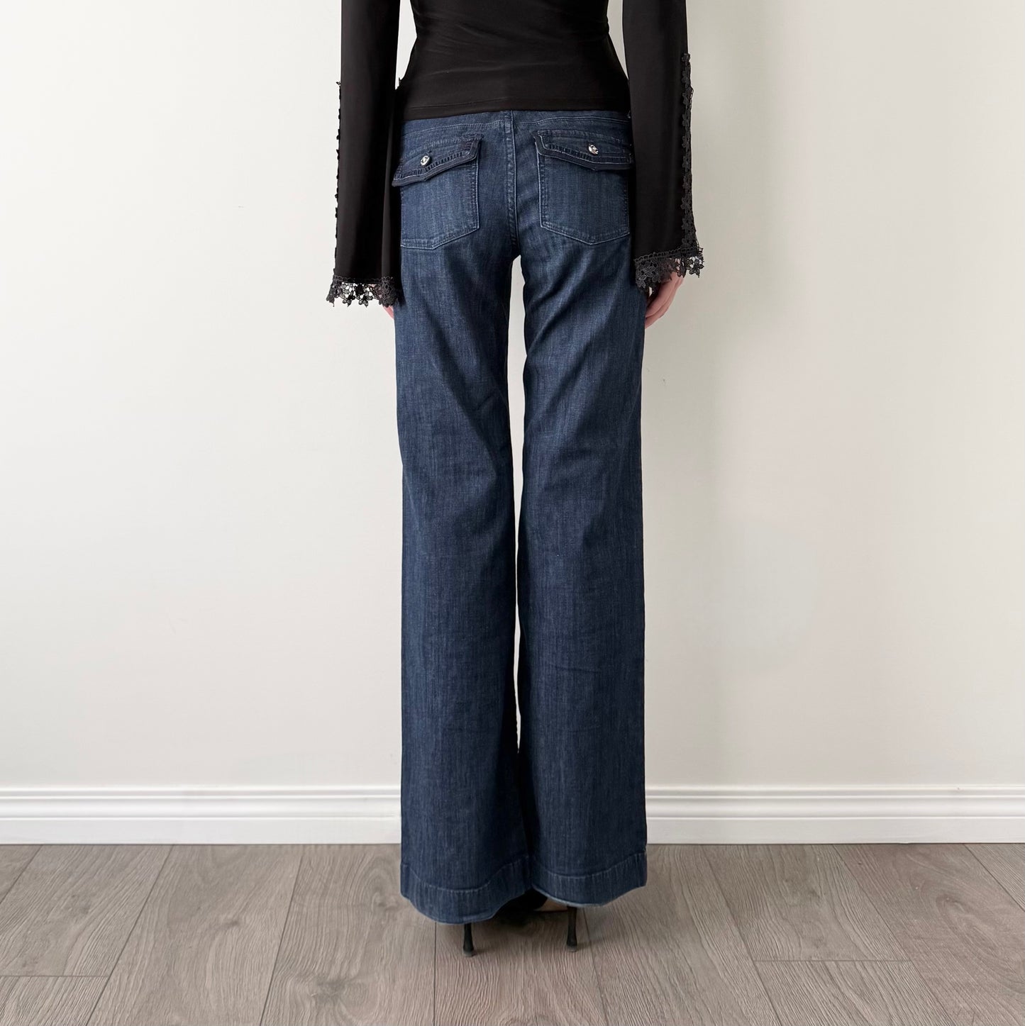 White House dark wash wide leg jeans