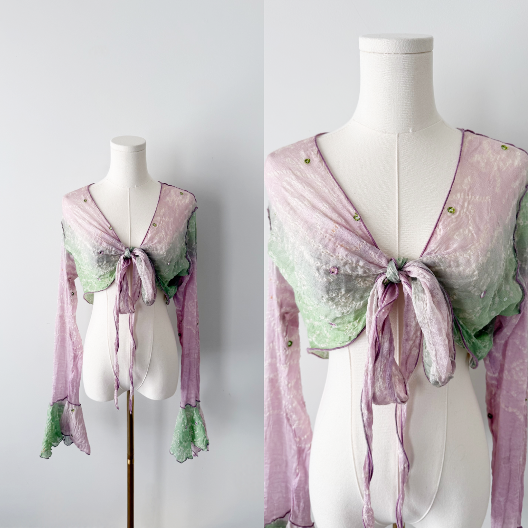 Parasuco 100% silk sequin ombre tie bolero