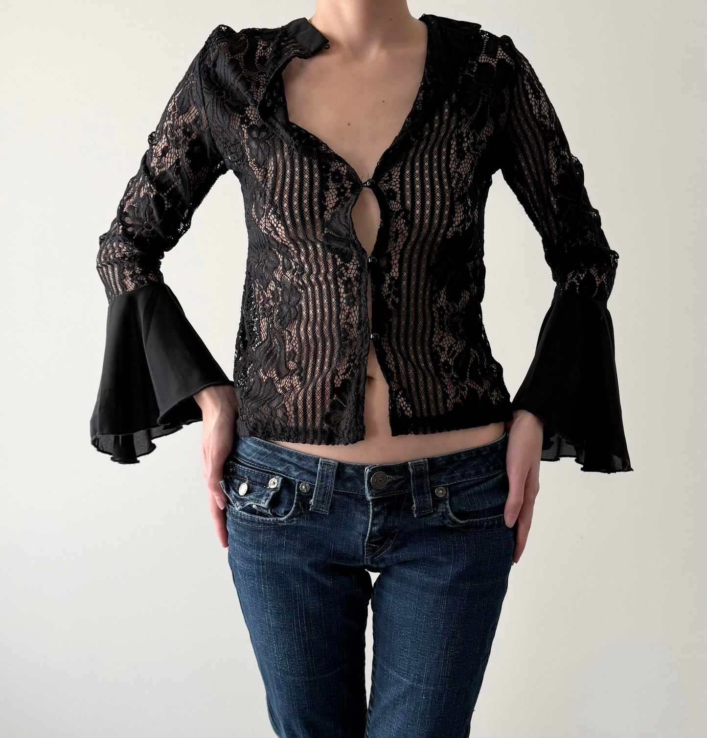 Lace flared sleeve blouse