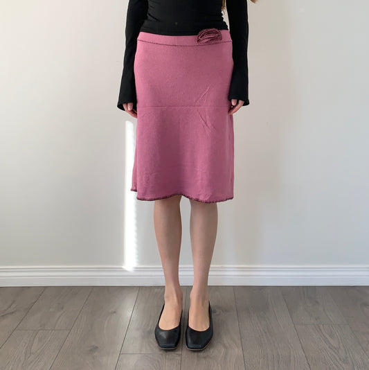 Katia G pink wool rosette midi skirt