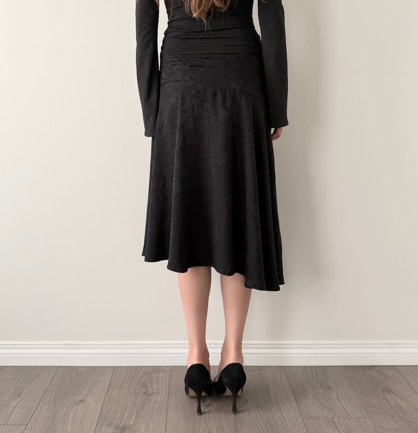 Le fou Wilfred black 100% silk midi skirt