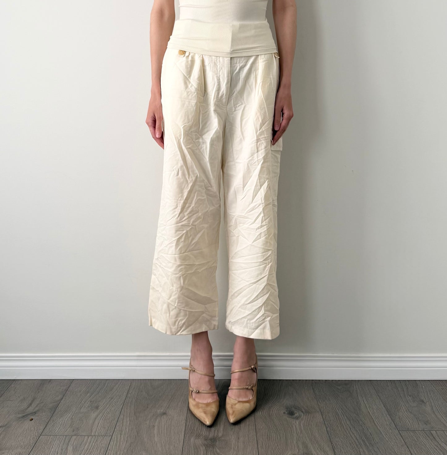 The row wool and silk high rise cropped trousers/capris