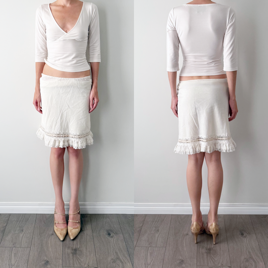 Vintage 70s cotton blend midi slip skirt