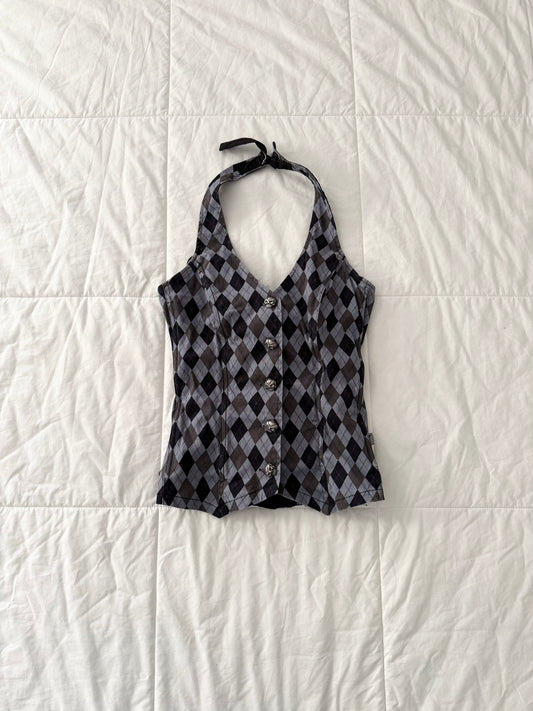 Vintage 90s plaid Tripp NYC corset halter vest