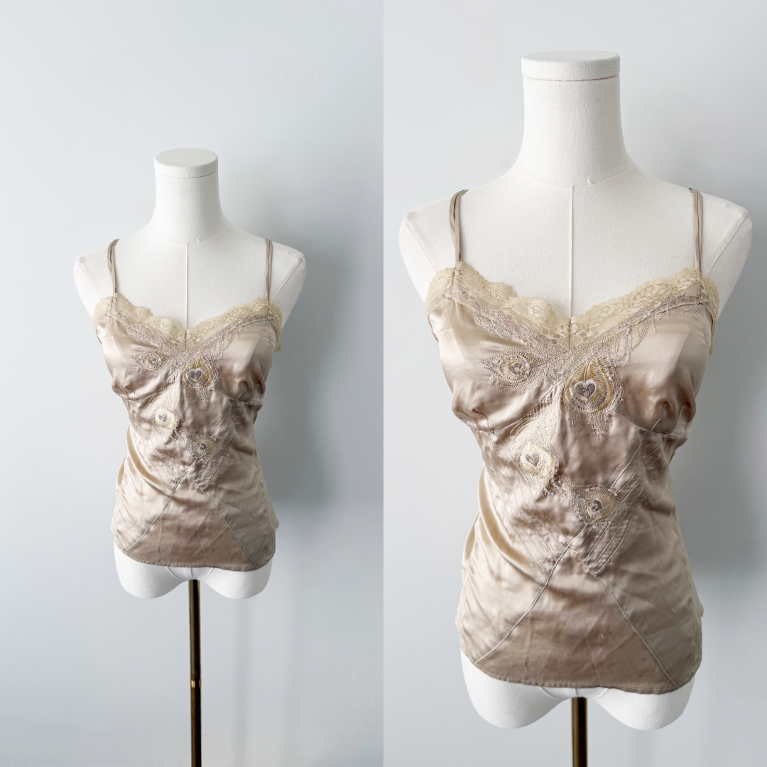Nygard 100% silk beige embroidery camisole