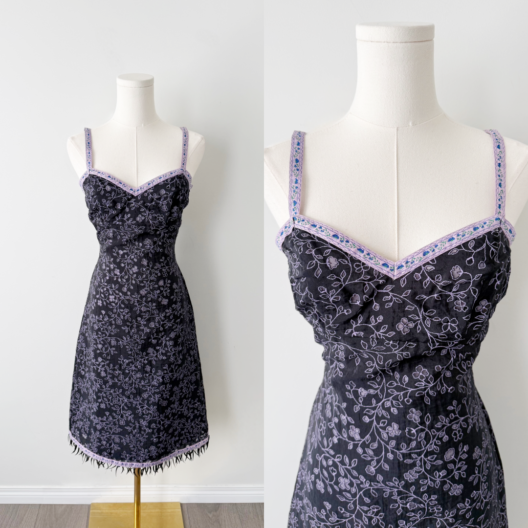 Betsey Johnson embroidery floral sequin midi dress.