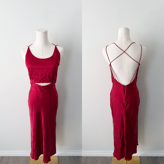 Wine red Lilysilk 90% mulberry silk low back slip dress