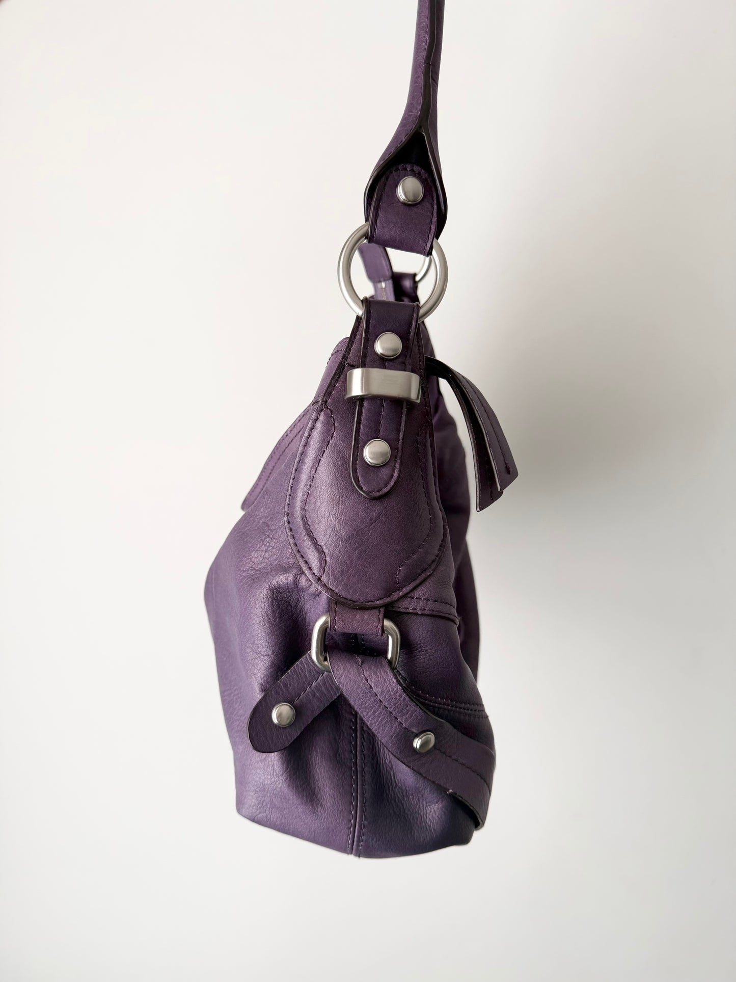 B.Makowsky purple boho genuine leather bag.