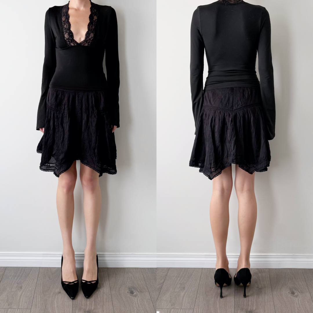 Wilfred black lace handkerchief midi skirt