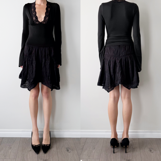 Wilfred black lace handkerchief midi skirt