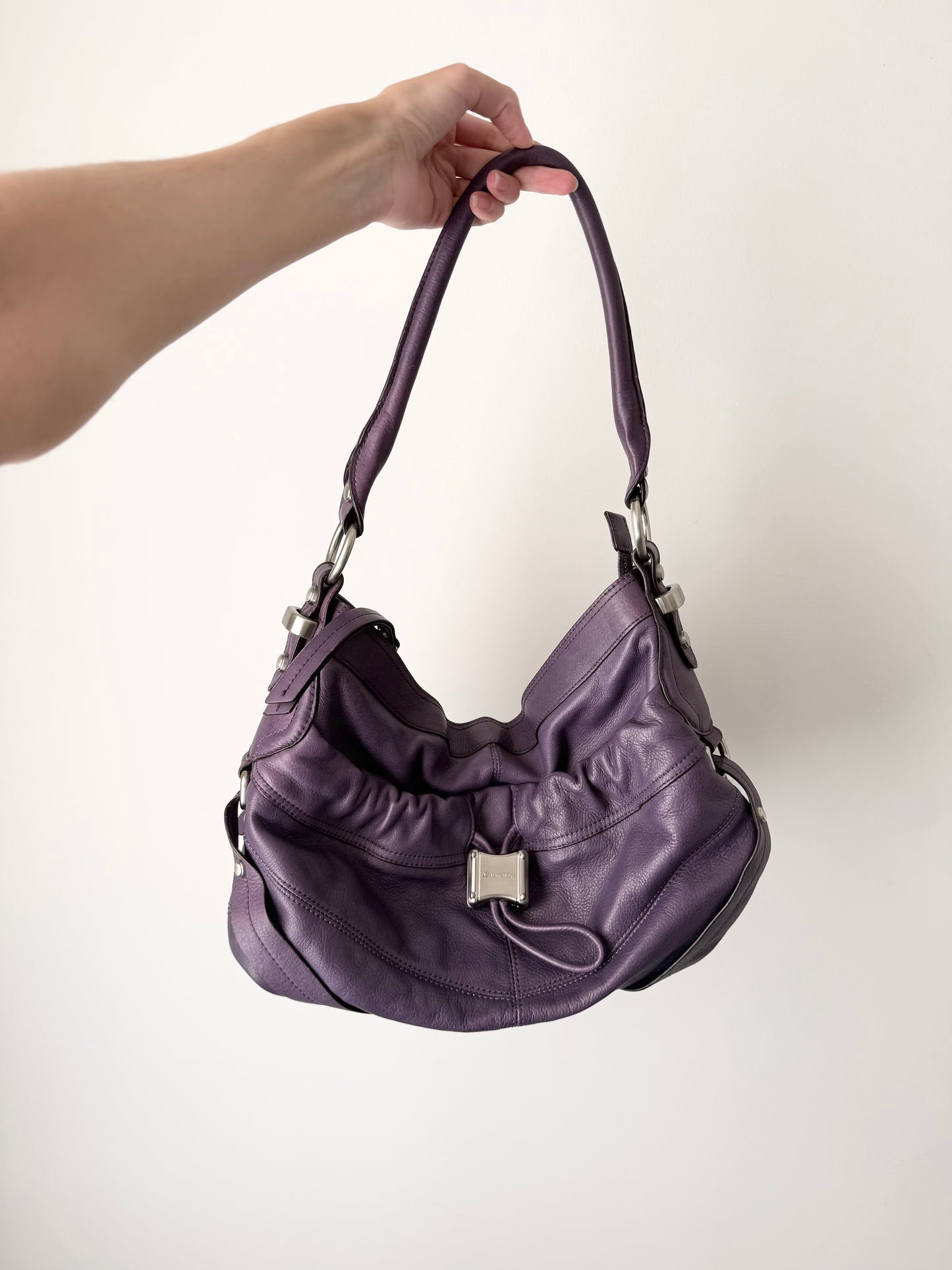 B.Makowsky purple boho genuine leather bag.