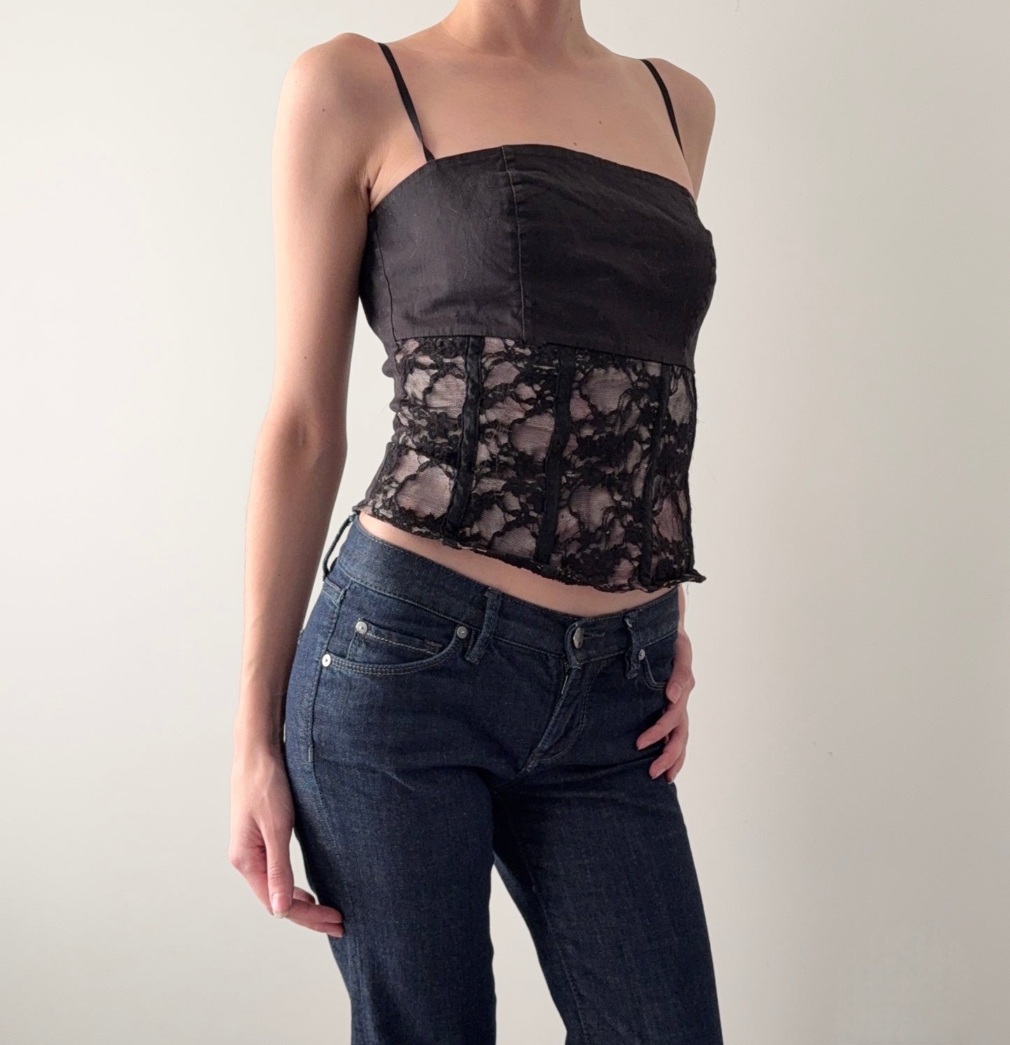 Rinascimento black and pink lace corset
