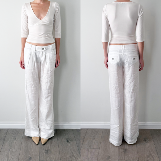 Y2K guess white low rise flared trousers