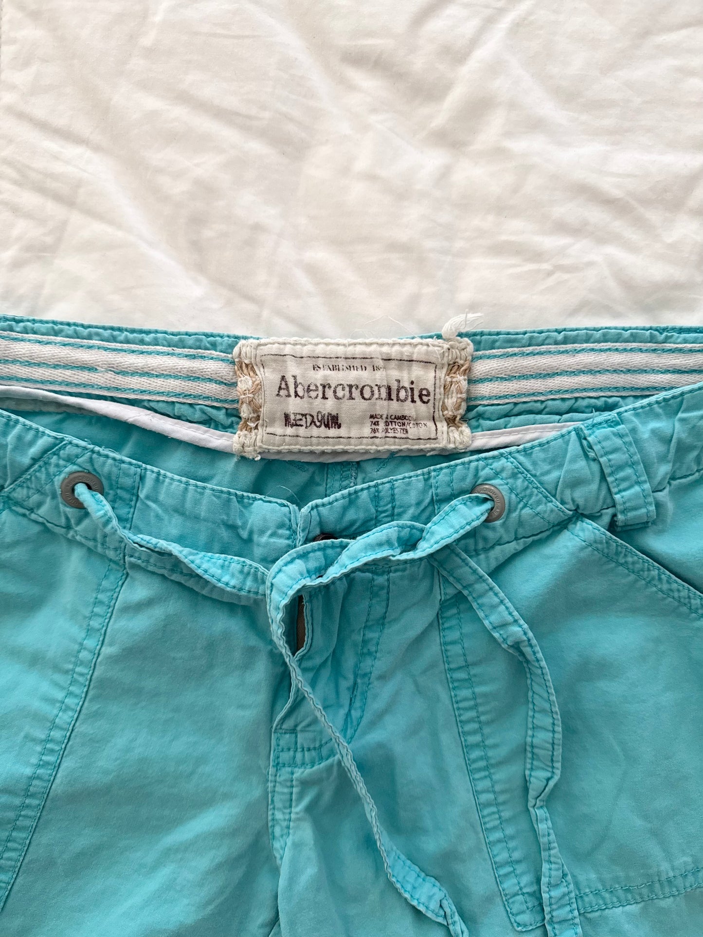 Y2K Abercrombie & Fitch Teal Low Rise Cargo Capris