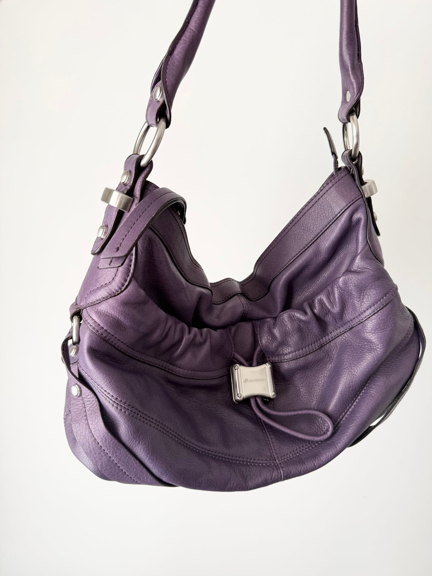 B.Makowsky purple boho genuine leather bag.