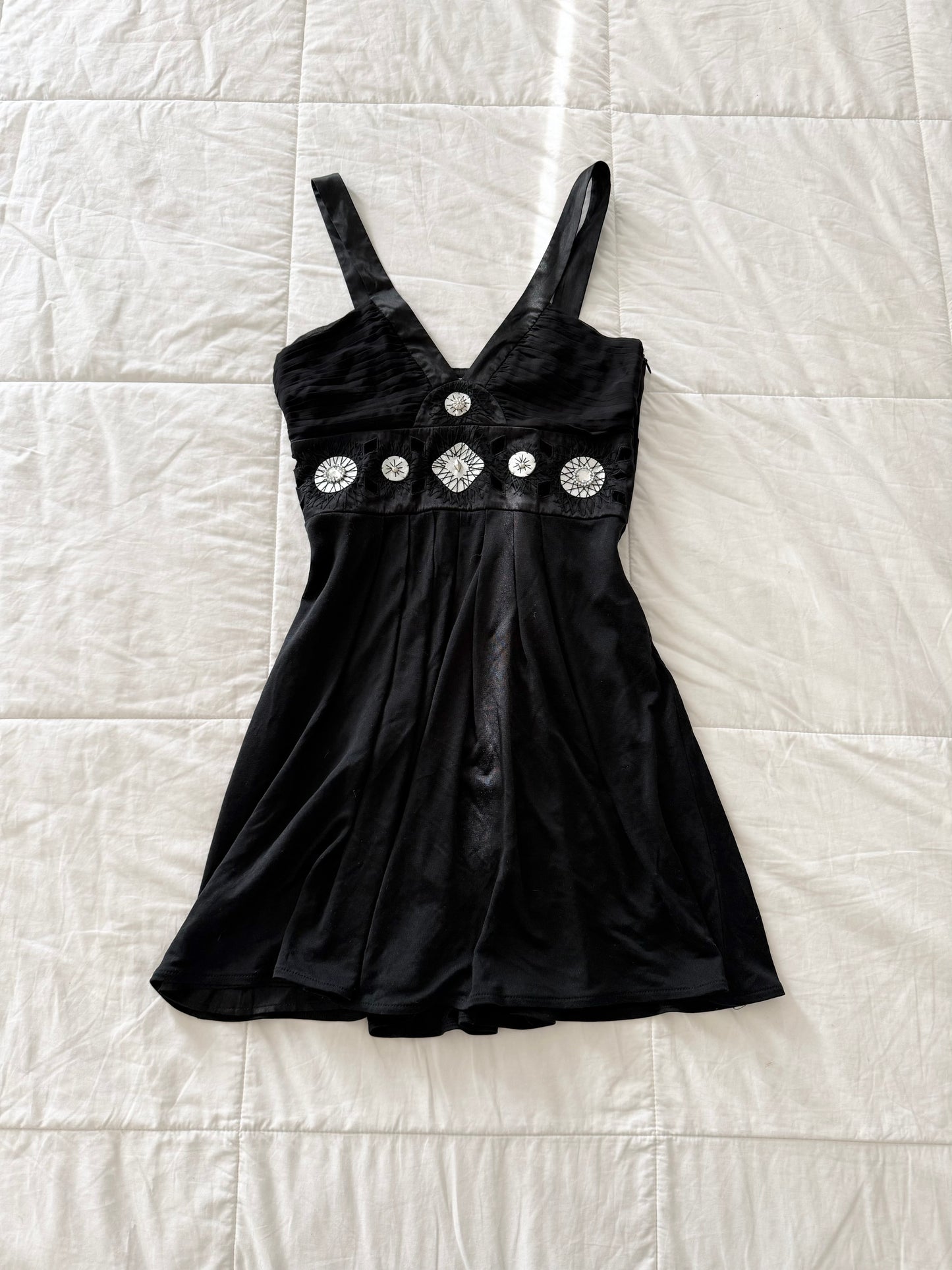 Y2K Marciano black 100% silk babydoll mini dress