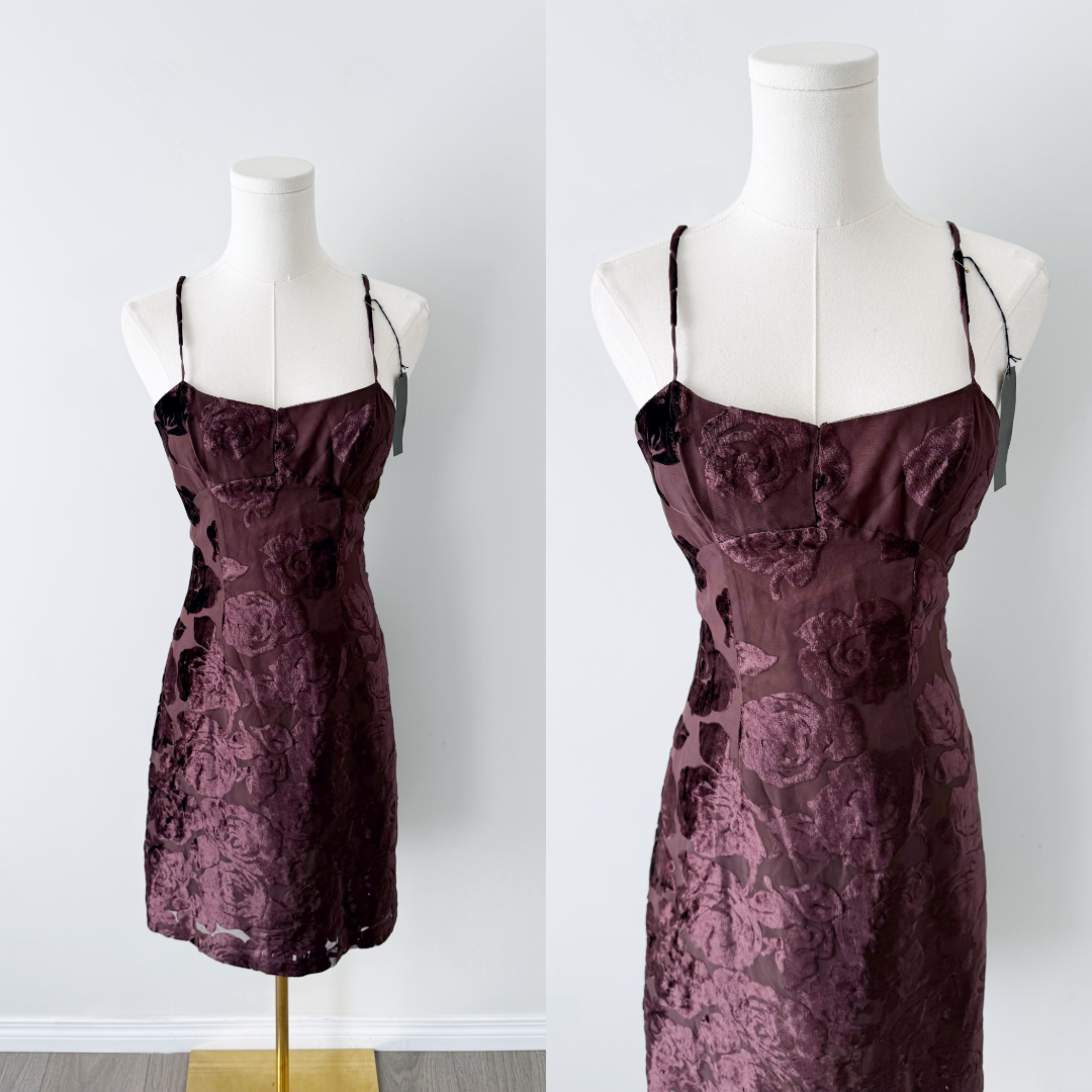 Anna Sui brown burnout floral midi dress