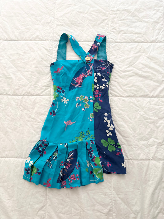 Archival 2011 Versace x H&M 100% Silk Floral Pleated Mini Dress