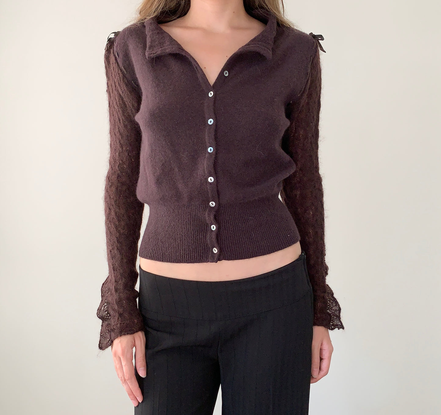 Womn wool blend brown cardigan