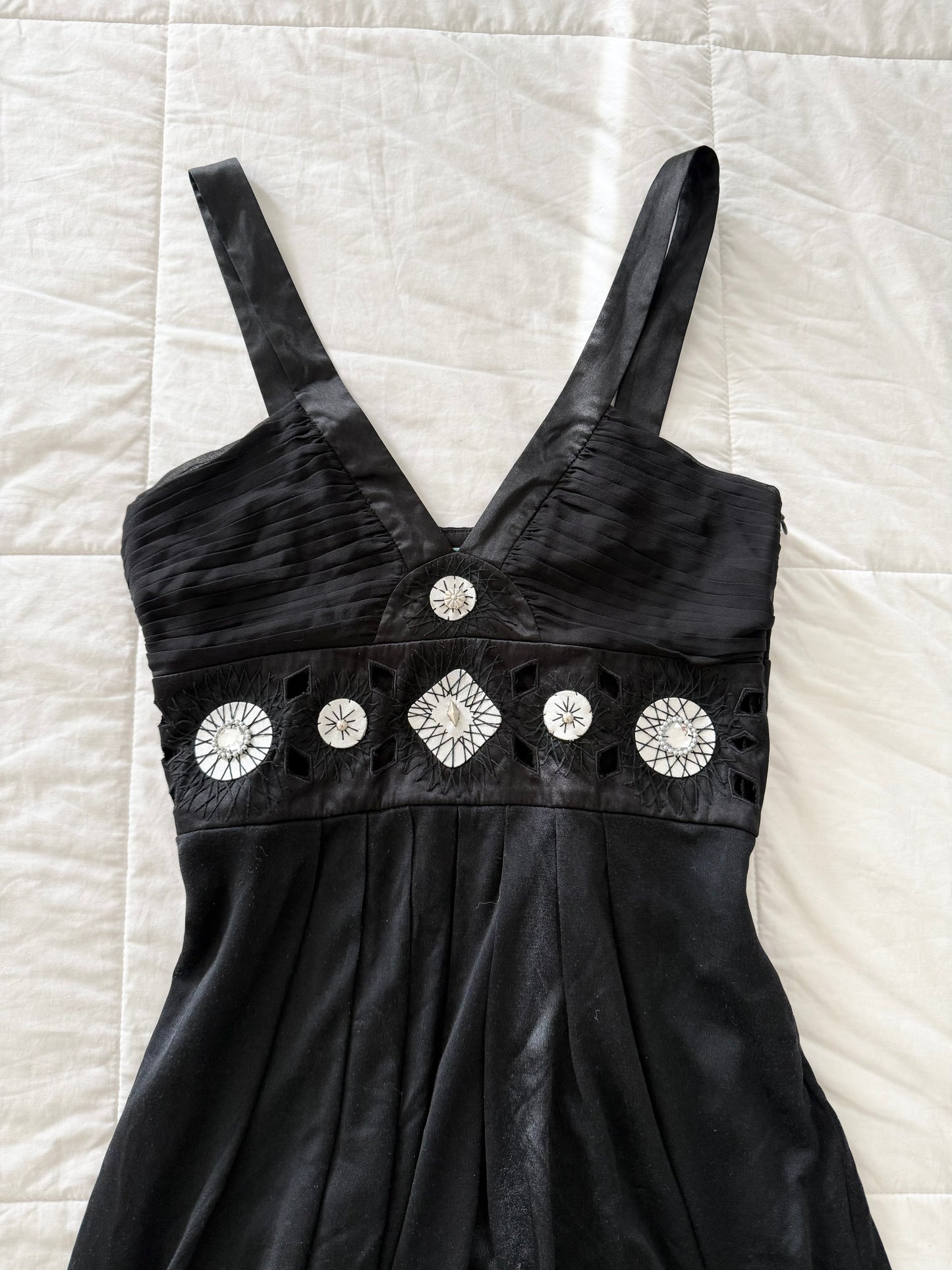 Y2K Marciano black 100% silk babydoll mini dress
