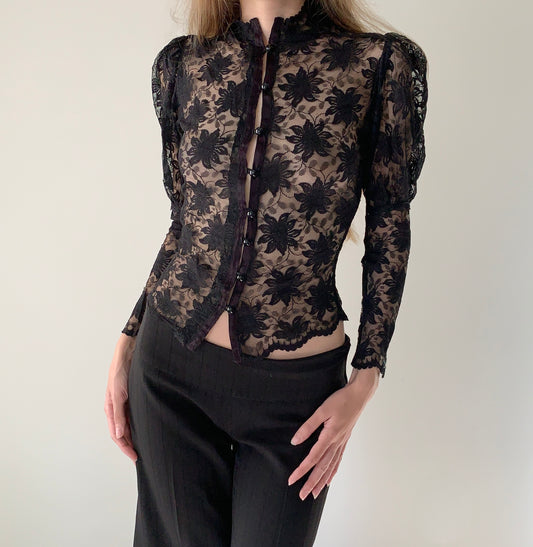Vintage Victorian gothic lace blouse