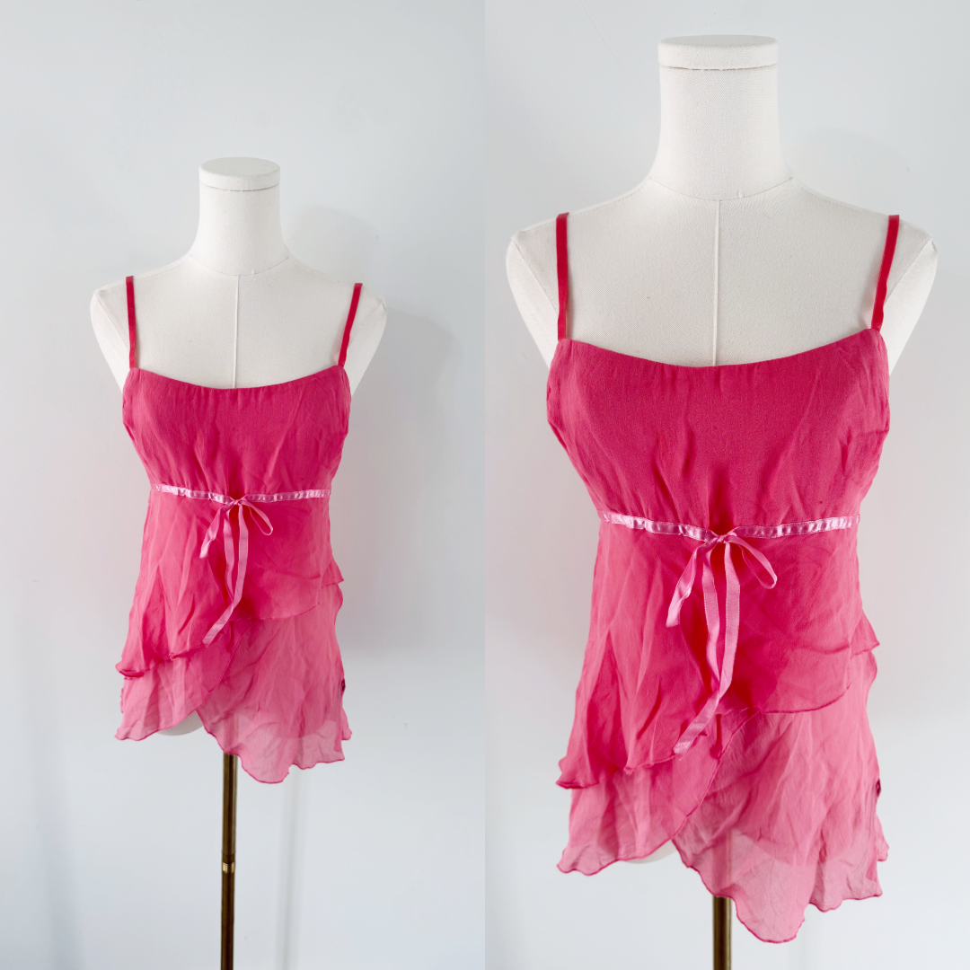 Bebe 100% silk babydoll camisole