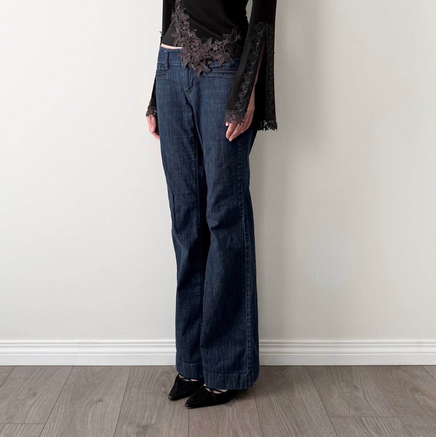 White House dark wash wide leg jeans