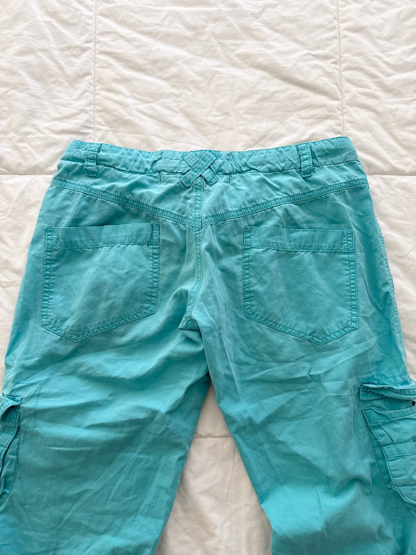 Y2K Abercrombie & Fitch Teal Low Rise Cargo Capris