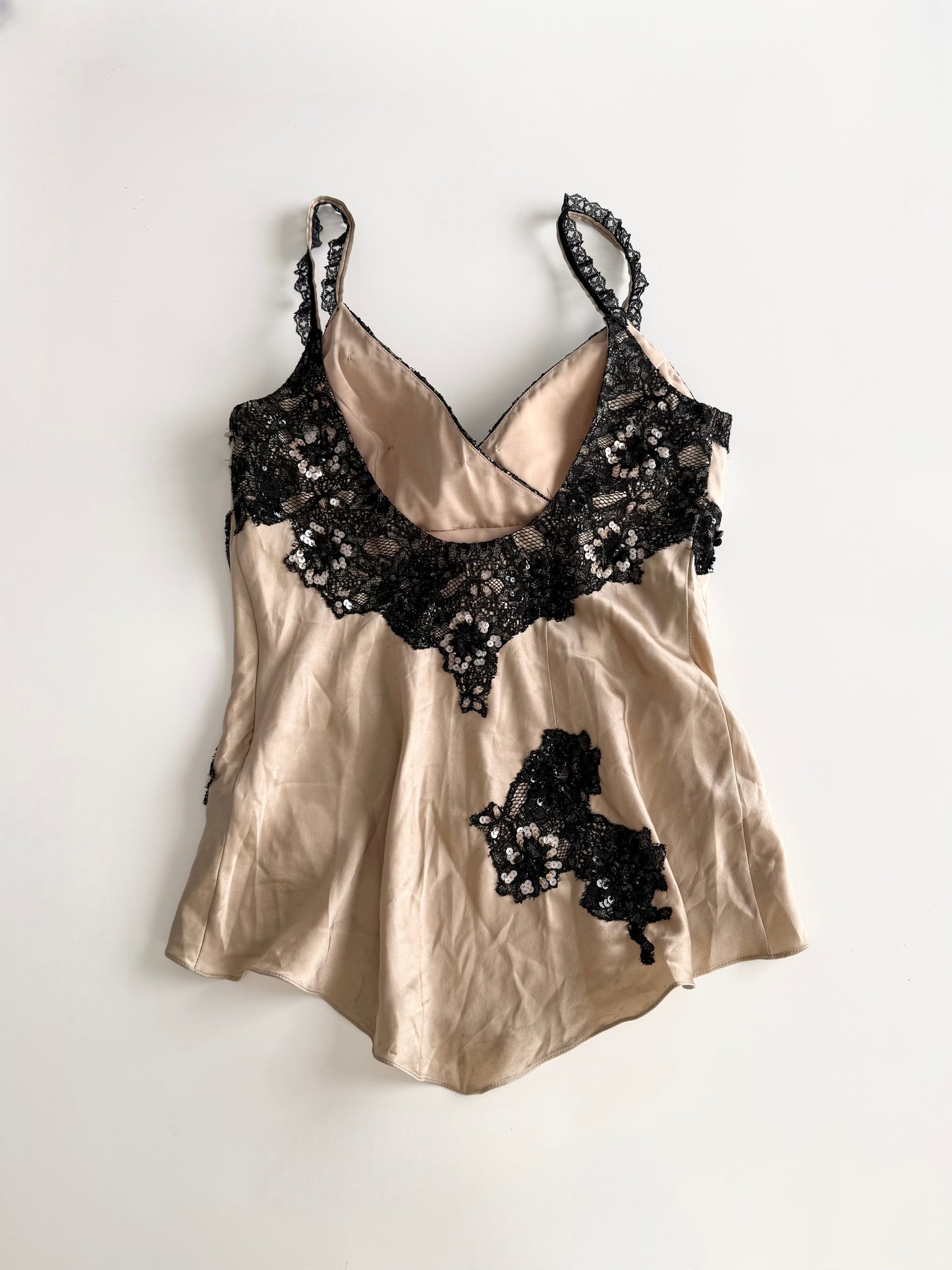 Cartise 100% silk lace sequin camisole