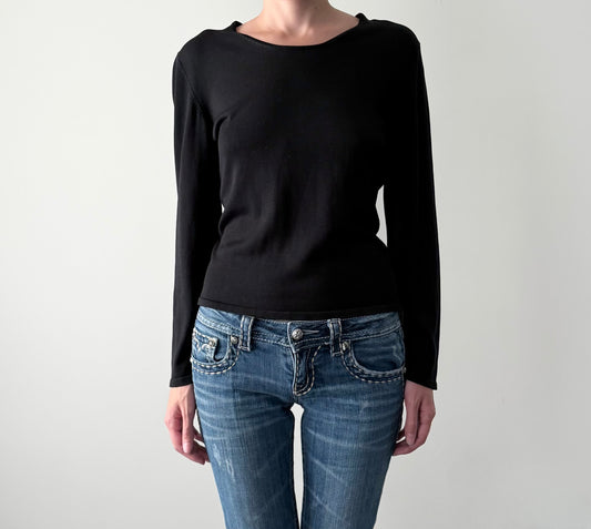 chic Banana republic black 100% silk knit long sleeve