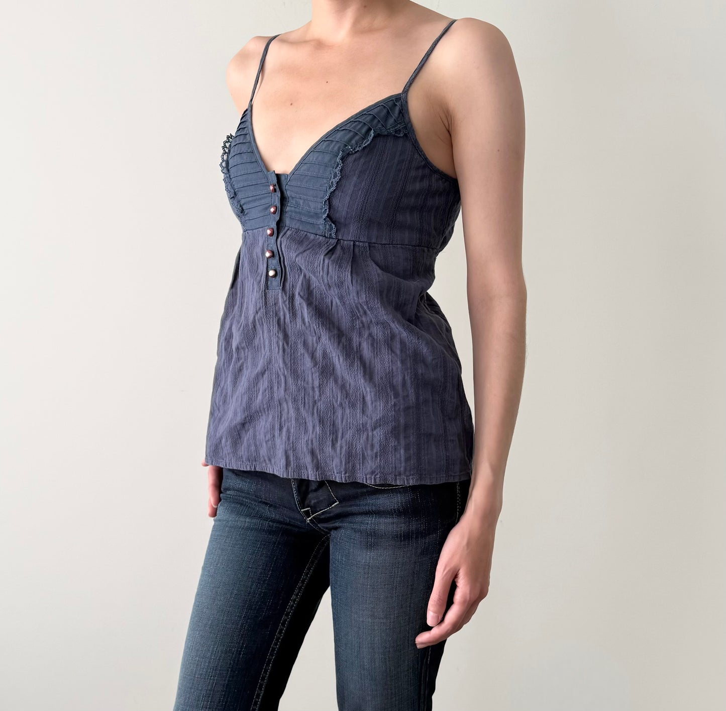DKNY blue cotton babydoll top