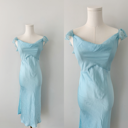 Intimissimi 100% silk light blue slip dress