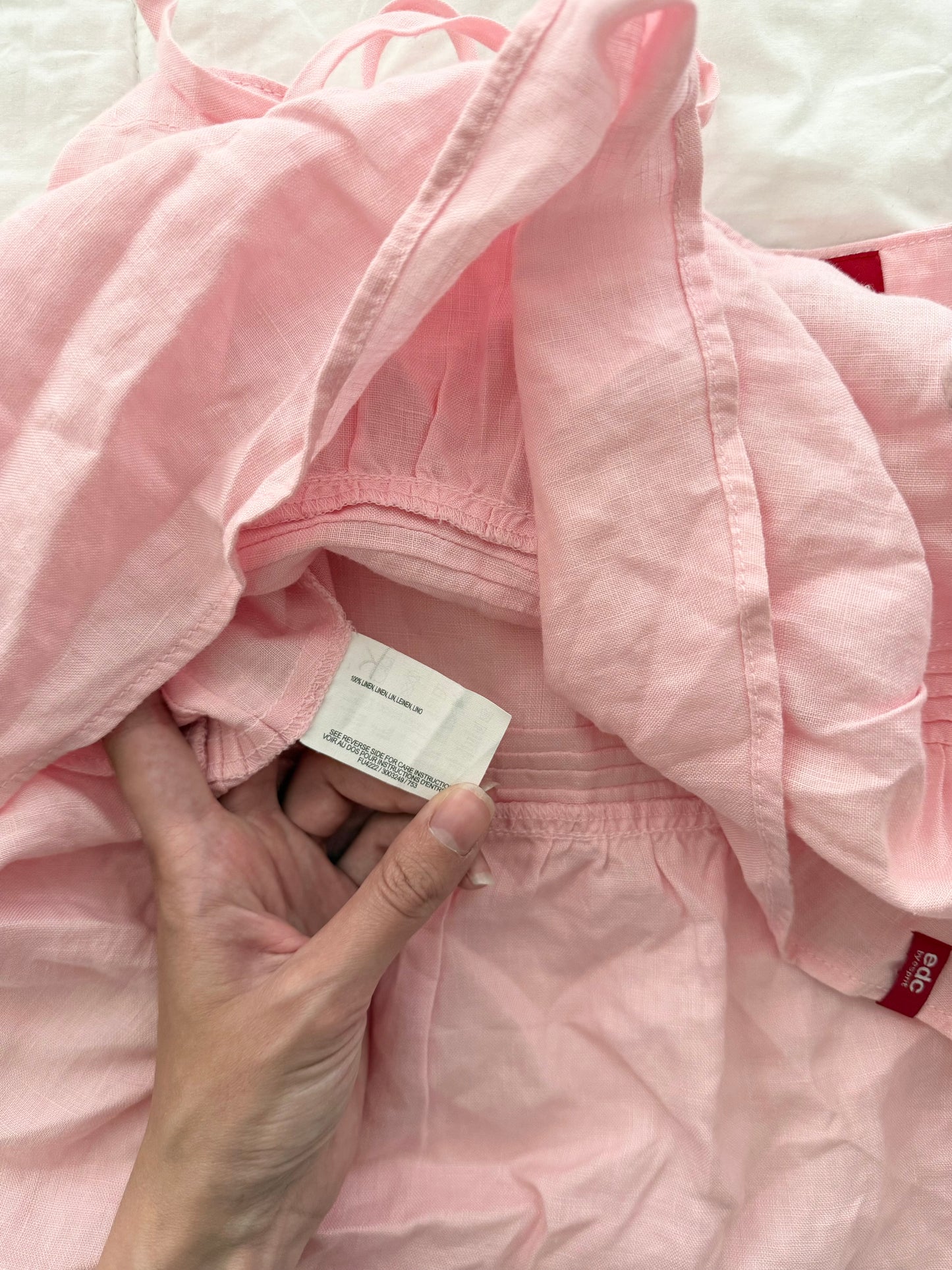 EDC pink 100% linen mini skirt