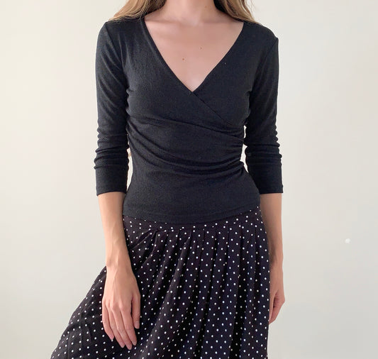 Abyer black v-neck blouse