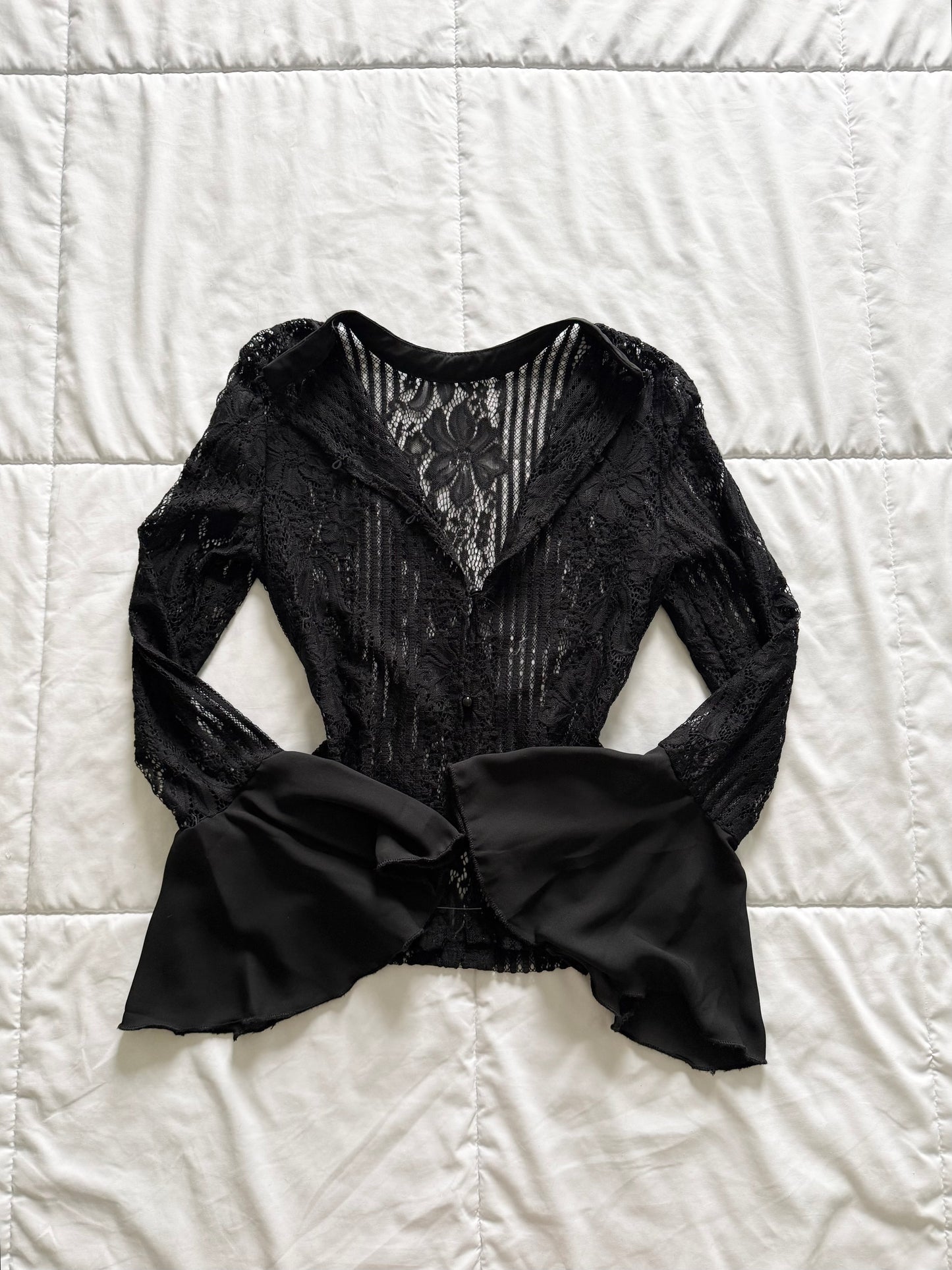 Lace flared sleeve blouse