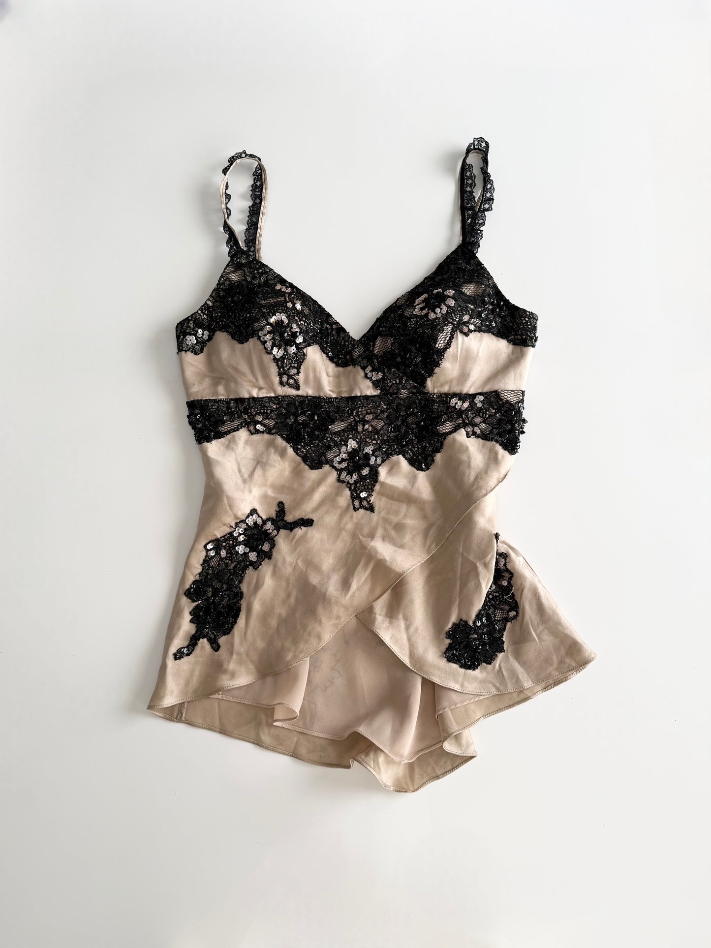 Cartise 100% silk lace sequin camisole