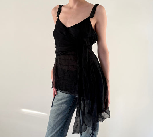 Max studio 100% silk asymmetrical top