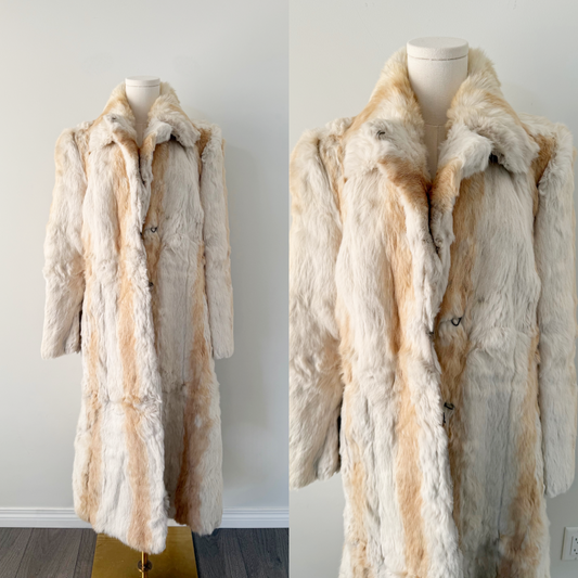 80s rabbit fur long coat
