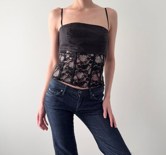 Rinascimento black and pink lace corset