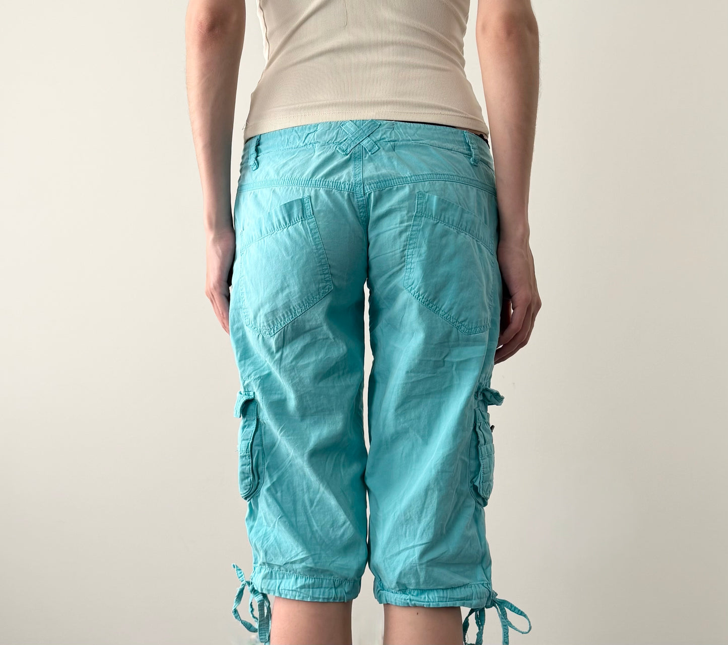 Y2K Abercrombie & Fitch Teal Low Rise Cargo Capris