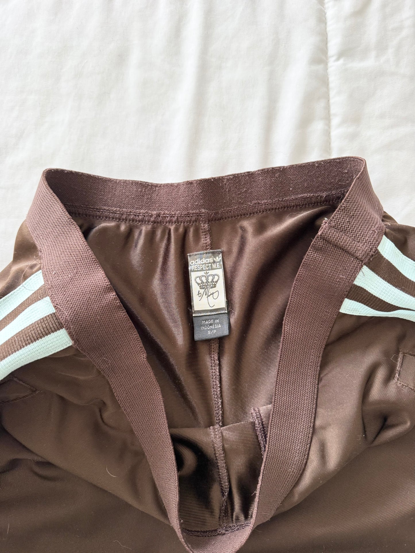 2005 adidas missy elliot brown wide leg trousers.