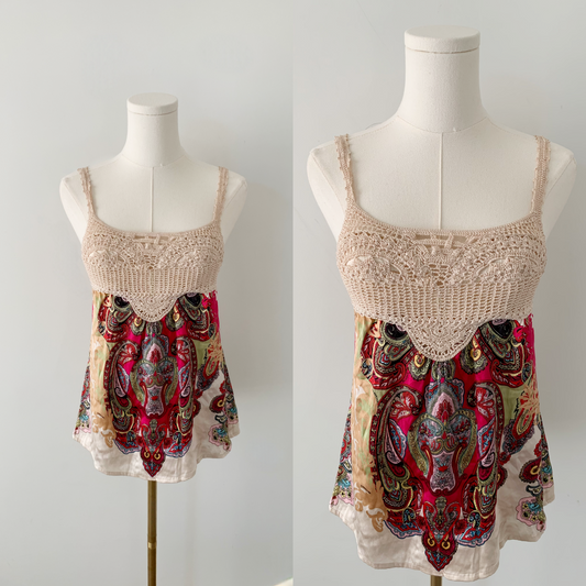 BeBe 95% silk paisley camisole top