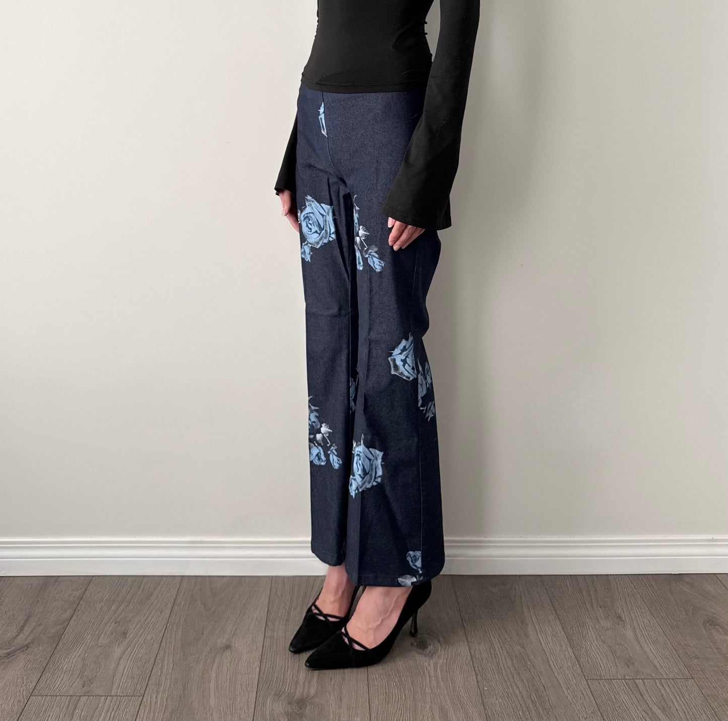 Hot Shot Made in Italy Navy Blue Floral Trousers
