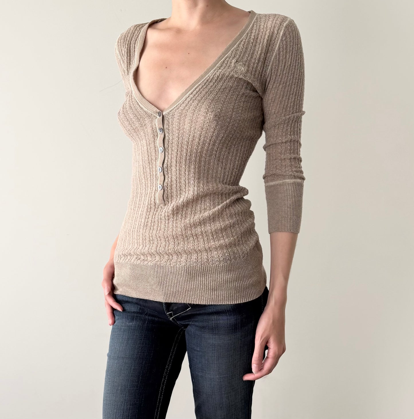 Abercrombie & fitch light brown Henley top